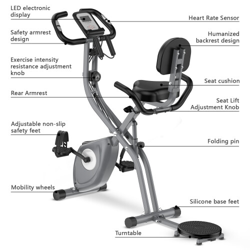 Vélo Appartement,3-en-1,Twisting Disc,10 Résistances 2