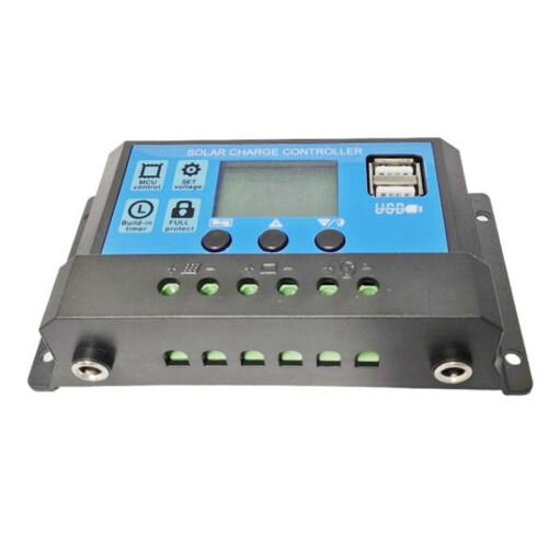 30A Solar Controller with  Hole 12V/24V LCD Photovoltaic Charging Controller USB Charging Controller 2