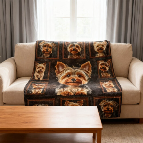 Κουβέρτα φανέλας Cozy Yorkshire Terrier Right για λάτρεις των σκύλων, μαλακή και πλενόμενη 2