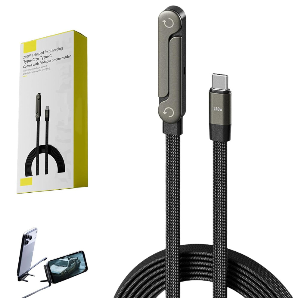 240W Braided Usb-C To Usb-C Cable With Adjustable Stand 9058772290281