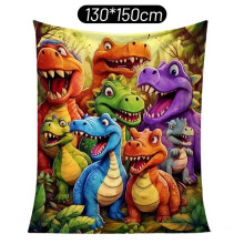 Plaid en flanelle à motif dinosaures – Impression HD, 70 x 100 cm