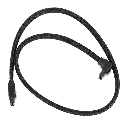 2X 50cm  3.0 Iii Sata3 Cable de Datos de 7 Pines Cables Ssd Ángulo Recto Cable de Datos de Disco Duro Hdd (Negro) 1