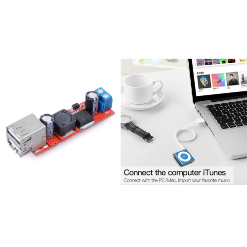Dual USB 9V/12V/24V/36V to 5V Converter - 3A Step Down Power Module with Suitable for  SHUFFLE Data Cable 2