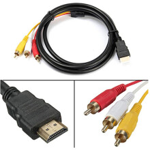 3.5mm Headphones Plug Jack to 2 x RCA AV Audio Cable with 1080P Male to 3 RCA S-Video AV Audio Cable Cord Adapter