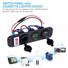 2X 4 im 1 Dual QC3.0 LadegeräT C-Igarette Feuerzeugbuchse Digitales Voltmeter mit Wippschalter und -Steuerung
