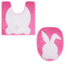 Ensemble de salle de bain Lapin de Pâques : couvre-toilette et tapis de bain