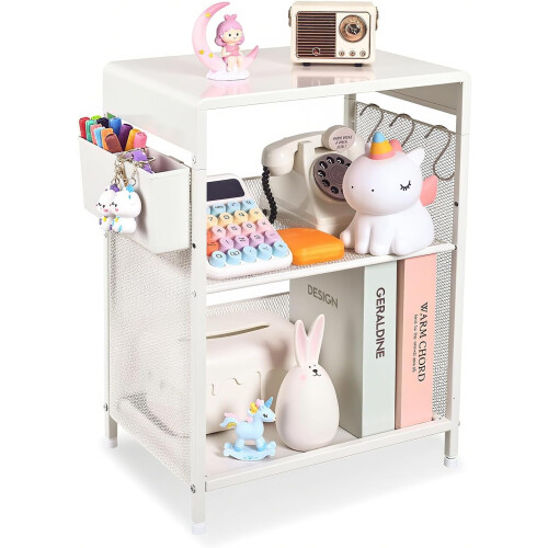 Pink nightstand with hooks and holder 1 piece