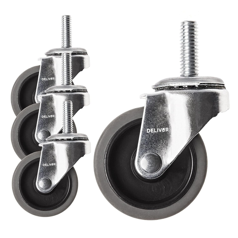2" Swivel Caster Wheels 4-Pack 80 Lb Capacity Rubber Metal 9058772291158
