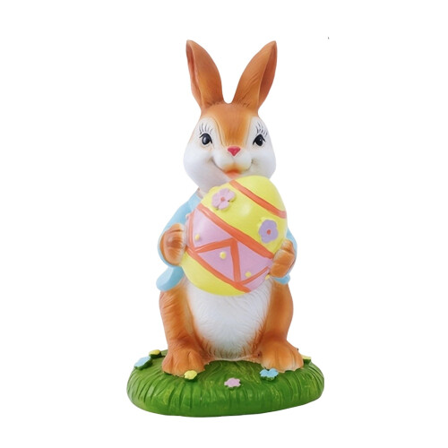 Coelho da Páscoa com Ovo em Resina - 8,9 cm (3,5 polegadas)