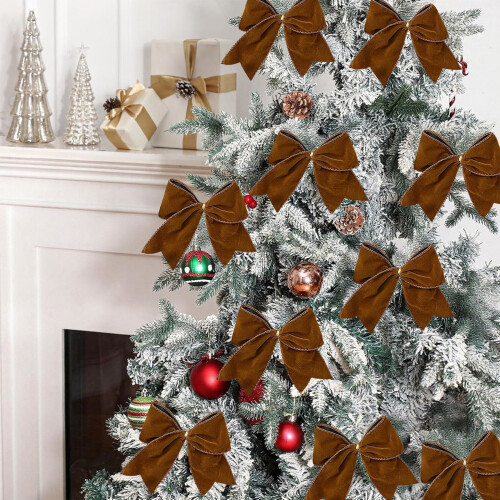 AuroraX Christmas Tree Ornaments Brown Shatterproof 4 pcs