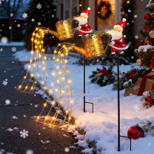 Solar kerstman gieter met LED-verlichting - tuindecoratie, IP65