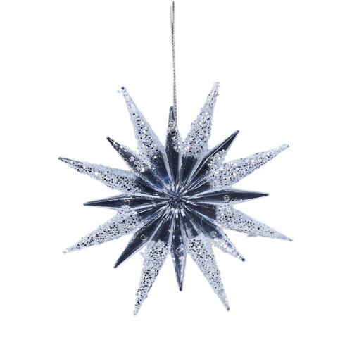 Ornament acrilic cu fulgi de nea și cerb, 1 buc.