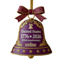 US 250th Anniversary Bell Ornament Purple Acrylic 1 pc