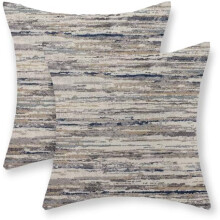 Linnen kussenslopen 18x18 inch, set van 2, marineblauw abstract
