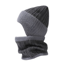 Conjunto de gorro e cachecol de lã cinza para homens e mulheres (2 peças)