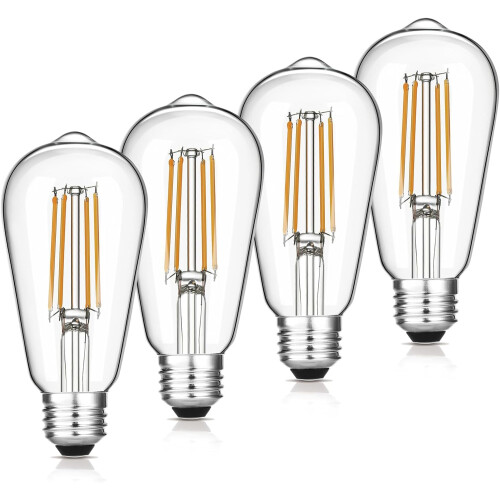 Ampoules LED Edison ST19 à intensité variable, 2700K, culot E26, lot de 4