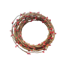 Guirlande de baies rouges, 10 m, en rotin naturel décoratif