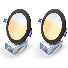 Faretti da incasso neri senza corpo illuminante da 6 pollici, 5CCT, dimmerabili, 12W, 1200LM