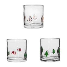 Lot de 3 verres à jus en forme de sapin de Noël, 414 ml (14 oz), sans pied