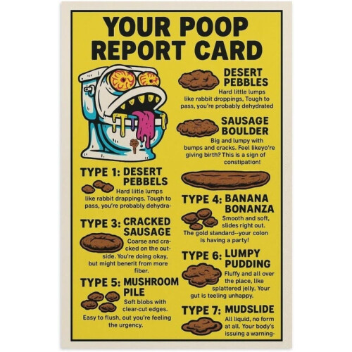 Vtipný plagát do kúpeľne – Bristol Stool Chart Art