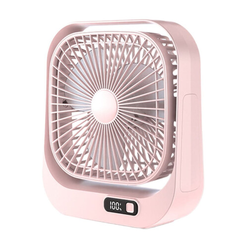 Mini USB genopladelig ventilator med 3 hastigheder, lyserød