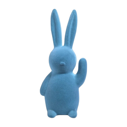 Påskeharefigur flokket kaninpynt 1 stk.