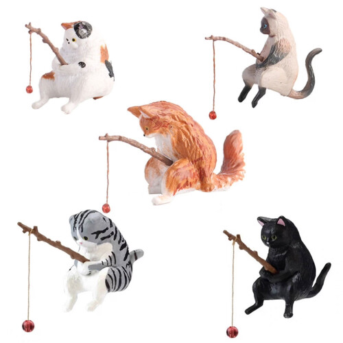 Set van 5 Japanse visbeeldjes van hars