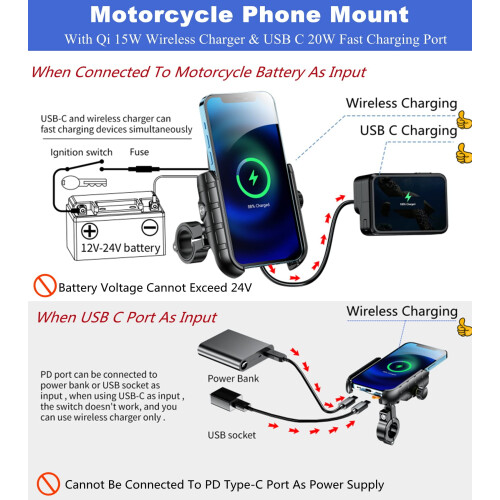 Suporte para celular de motocicleta em liga de alumínio à prova d'água de 4 a 8 polegadas 1