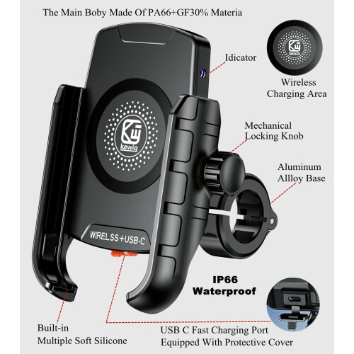 Suporte para celular de motocicleta em liga de alumínio à prova d'água de 4 a 8 polegadas 2