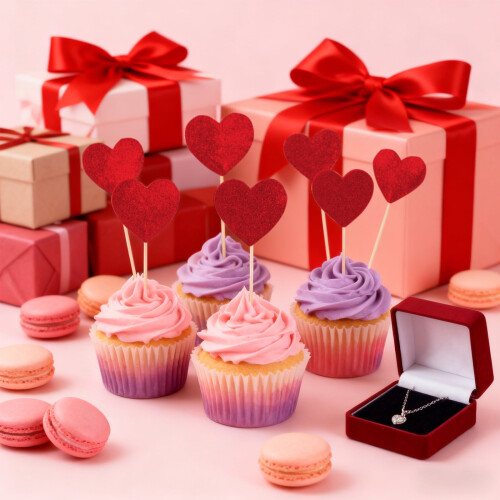 Glitter Heart Cake Topper Valentine's Day 20 Pack 1
