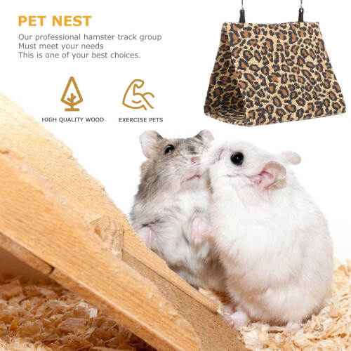 Small Animal Bed Leopard Pattern Cozy Warm Nest for Hamster Mouse Rat Squirrel 2