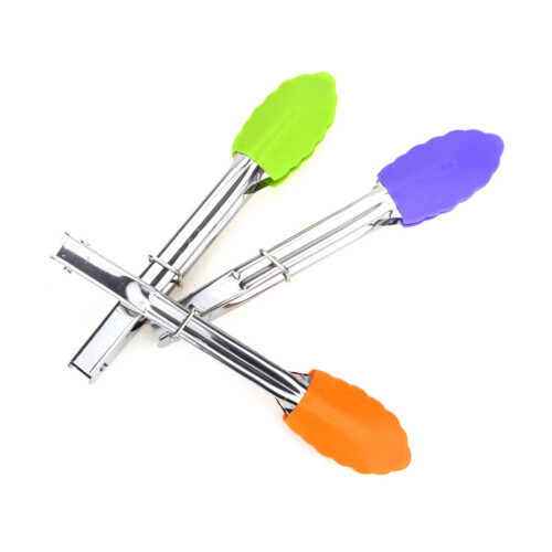 Mini pinces en acier inoxydable avec embouts en silicone, 17,3 cm 2