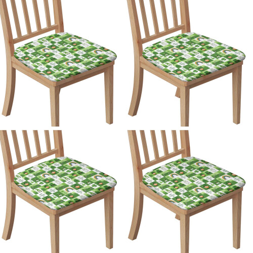Set van 4 groene, elastische stoelhoezen voor eetkamerstoelen