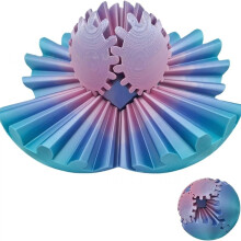 Cube rotatif à billes d'engrenage bleu et violet 8 cm imprimé en 3D (1 pièce)