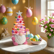 Ornement lumineux en résine pour arbre de Noël, gnome (1 pièce)