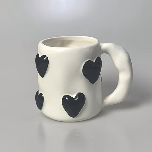Hand-Painted Ceramic Coffee Mug – Reusable, White Interior