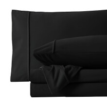 Drap-housse en flanelle de coton noir, taille king, poches profondes