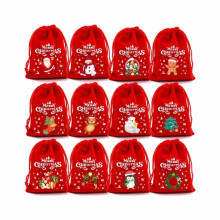 12 sacchetti natalizi in peluche con coulisse