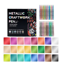 Metallic Paint Markers,Acrylic Paint Pens for Rock Painting,Ceramic,Wood,Canvas,Glass,Card Making,DIY Crafts 24PCS