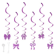 6 Decorações em Espiral com Glitter Roxo para Pendurar