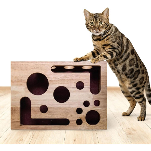 Bosca Puzail Scratch Cat Adhmaid le Páipéar Gainimh