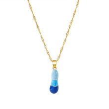 Personalized Colorful Letter Necklace Sturdy Alloy Adjustable Length Neck Chain