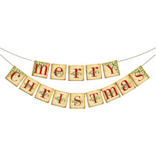 Retro-Weihnachtsbanner mit olivgrünem Band