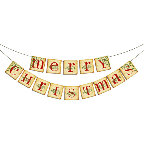 Retro-Weihnachtsbanner mit olivgrünem Band
