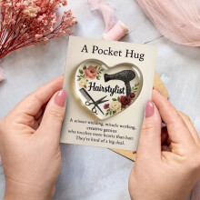 Pocket Hug Heart with Gift Card, 4x3in – Hairstylist, Couples & Valentine's Gift – Compatible with Hairdresser Tools