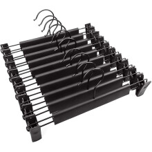 Cintres à pantalons avec pinces antidérapantes, lot de 10, noirs