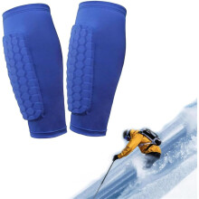 Skiløbsbensbeskyttere og sokker til børn, åndbare elastiske anti-kollisionsbeskyttere til skiløb og snowboarding, beskytter benbeskyttere (sort)