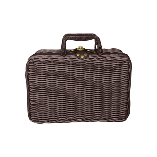 Mini Wicker Picnic Basket with Lid and Lock, Brown