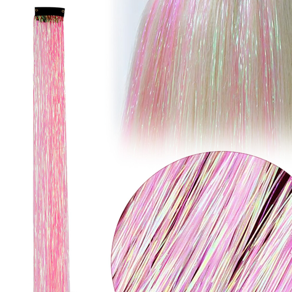 Unisex Clip-In Tinsel Hair Extensions, 19.7" Glitter Fairy Hair Clips, Sparkling Colorful Hair Accessories For Women Â Compatible With All Hair Types