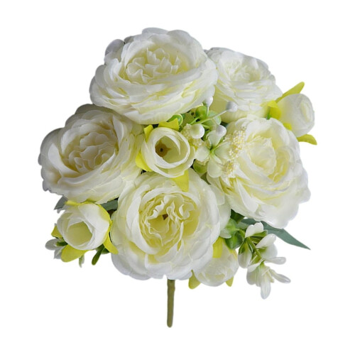 Bouquet di rose artificiali in seta a 5 rami 1